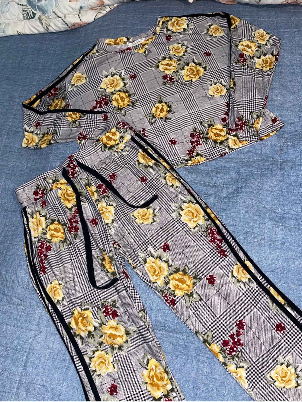 Floral Plaid Two-Piece Set